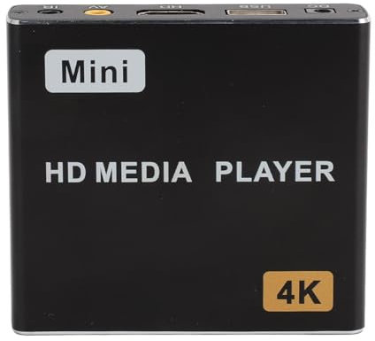 Lecteur Multimédia HDMI, Lecteur Multimédia Numérique 4K HD pour Vidéo TV 4K, Vidéos H.265 MP4 MKV, Musique MP3, Photos JPG, PPT, Son Surround 7.1, Deux Ports USB (Prise UE)