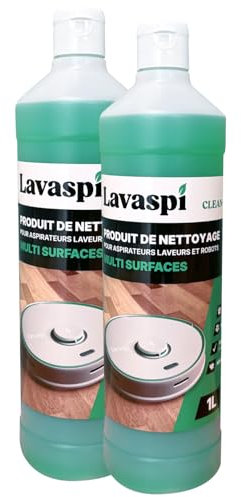Lavaspi Produit Nettoyant Sol pour Robot Laveur et Aspirateur Laveur, Parfum Puissant, Ultra Concentré - N1304 (Lot de 2)