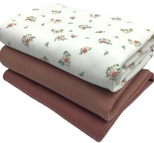 Stoffpaket Jersey-Rippenstrick | Rippenjersey | schmale Rippen | | Ökotex (Kleine Blumen, offwhite)