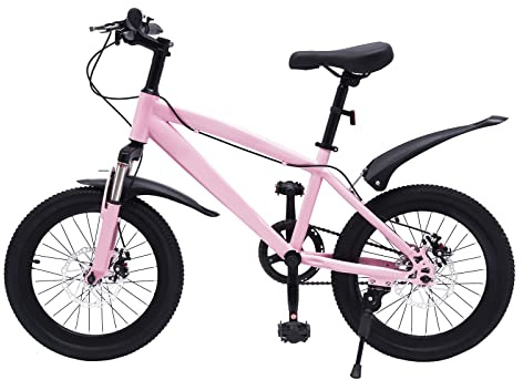 Tagowao Bicicleta de montaña para niños de 18 pulgadas, para niños y niñas, para ocio y entrenamiento al aire libre, color rosa