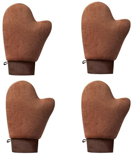 4 Pezzi Applicatore Di Guanti Abbronzante, Tanner A Doppio Lato Con Pollice E Design Del Polso Elastico, Applicatore Di Lozione In Microfibra, Guanti Per Il Corpo Resistenza All'olio Impermeabile