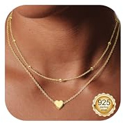 ORAZIO 2 Paia Catenina Argento 925 Donna Cuore Collana Oro Girocollo Collana Dorata Donna Gioielli