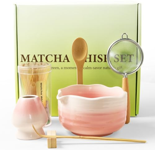 Matcha Kit 7 pezzi Set da Tè Matcha Set di Matcha Giapponese Chasen Supporto per frullino in ceramica Cucchiaio per matcha la scelta perfetta per gli amanti della cultura giapponese del Matcha