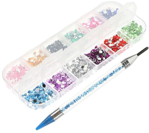 Alipis Stylo à Dessin Diamant Outil Manucure Complet Multifonction Bleu avec Boîte de Strass, Plastique et Métal, pour DIY et Fixation de Perles
