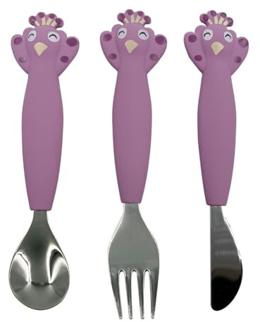 Trixie Stainless Steel & Silicone Kids Cutlery Set - Mrs. Peacock