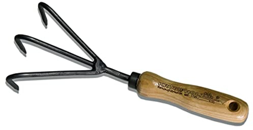 STILTREU Krumpholz Grubber, 3 Zinken (geschmiedet) mit Eschengriff (14 cm)