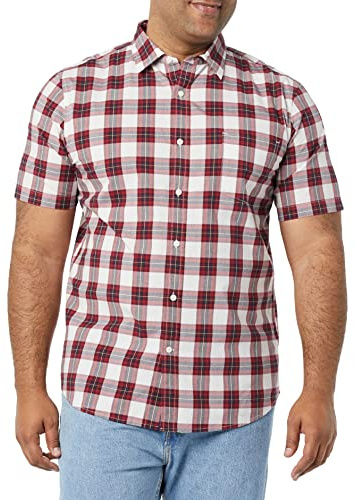 Amazon Essentials Uomo Camicia in Popeline a Maniche Corte Slim