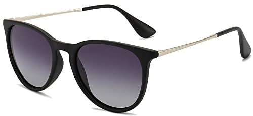 Long Keeper Polarised Round Sunglasses Womens Classic Cat Eye Sunglasses Polarized Vintage Round Sun Glasses Anti UV400 Retro Shades for Women Men