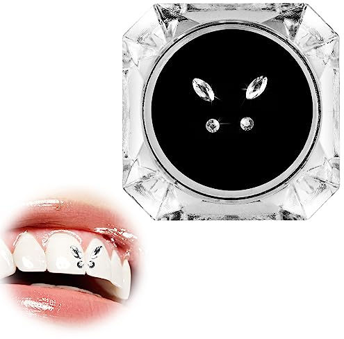 4 Pieces Tooth Gem, Tooth Shine Jewelry Rhinestones, DIY Fashionable Tooth Ornaments Artificial Crystal Tooth Decor for Reflective Teeth Ornament(White)