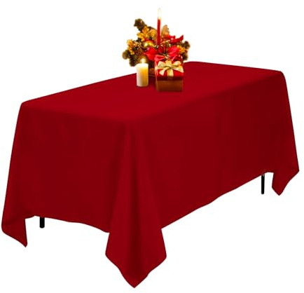 Kapwall Rot Tischdecke, 152X260CM Polyester, rechteckig, waschbar, Flecken- und knitterfrei, ideal für Hochzeit, Restaurant, Party, Bankett, Dekoration.(1Pack)