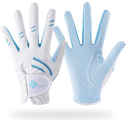 A Pair Kids Golf Gloves Junior Golf Glove Leather Elastic Fabric Breathable Pink Golf Glove Left and Right Handed Golf Glove Golf Accessories for Kids
