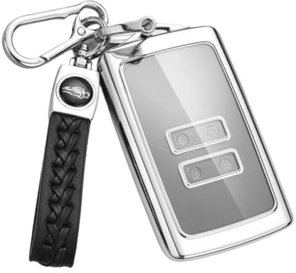 MEDZUK Car Key Cover Compatible with Dacia Duster 2 2017-2023 2024 TPU Key Fob Cover, Key Case Protection Accessories with Keychain (Silver)