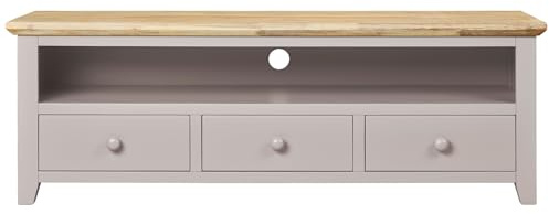 Florence Large TV Unit | TV Stand with 3 Drawers and Shelf (W145, H50, D45) | Fully Assembled Living Room Furniture (truffle)