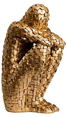 Skulptur Deko Modern Wohnzimmer, Skulpture Dekoration Wohnzimmer, Statue bücherregal Deko für Regal, Tisch Deko Büro Dekoration Wohnung Modern Sculpture, Figuren Deko Industrial Harzig (Gold)