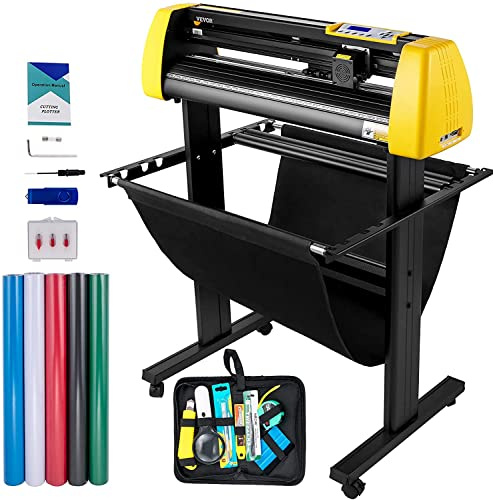 VEVOR Vinyl-Schneidemaschine, 870 mm Max Papierzufuhr Schneideplotter, automatische Kamera Kontur Schneiden LCD-Bildschirm Drucker mit Stand einstellbare Kraft & Geschwindigkeit