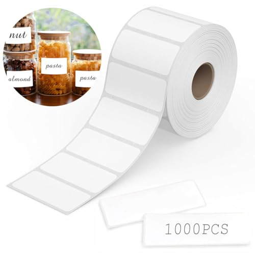 1000PCS Sticky Labels Roll, Food Labels, Self-Adhesive Blank 60×30mm White Label Suitable for Frozen Food, Kitchen, Supermarket, Office Supplies, Refrigerators, Laboratory Fridge Jam Spice