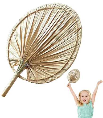 Éventail à main en feuilles de palmier – Éventail tissé à la main en raphia, motif feuilles de palmier – Accessoire de décoration polyvalent – Éventail tressé à la main – Motif feuilles de palmier