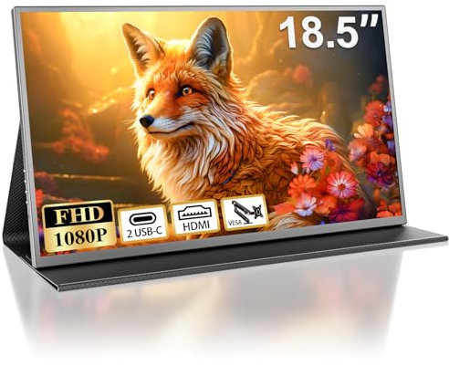 COOLHOOD Monitor Portatil 18.5 Pulgadas - Pantalla Portatil IPS 1080P HDR FreeSync, VESA Mini HDMI/USB-C, Portable Monitor para Ordenador Teléfono PS5 Xbox