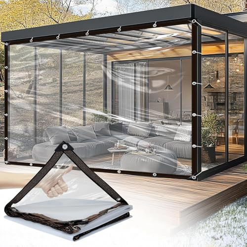 Genomskinlig presenning, för utomhusbruk, med öljetter, vattentätt och UV-beständigt regnskydd, vindtätt, 1,5 x 2,5 m