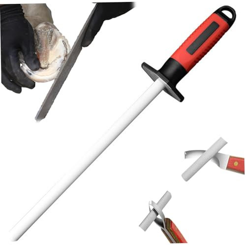 Aigleur de couteau de sabot 10 pouces en céramique Hoof Knife-Shailening Tod avec poignée en caoutchouc portable Portable Tool à pointeur de couteau à sabot de suspension pour la tenue de cheval, aig