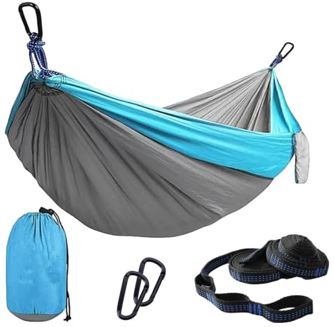 Camping Hammocks 270x140cm Single Amacas Outdoor Portable Lightweight | Nylon Outside Hammock Gear with Tree Straps for Garden Hiking Beach Backpack Survival Travel- Up to 400lbs