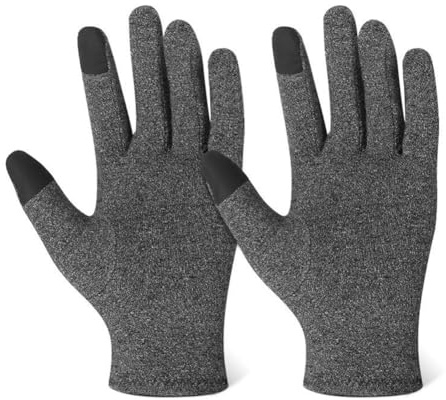Hrlace Guanti da artrite a compressione per uomo e donna, artrosi reumatoide, antiscivolo, traspiranti, per guida, ciclismo, palestra, allenamento, attività all'aperto, colore grigio canapa, S
