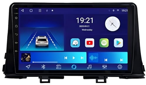 Android 14 bilradio - Kia Picanto 2017-2022 Apple CarPlay och Android Auto, 9-tums pekskärm med CarPlay-skärm, trådlöst HD-multimediasystem för bilradio | Wi-Fi, RDS (T1 2 GB/32 GB fyrkärnig