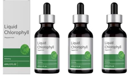 Flytande klorofyll - Naturlig pepparmynta - Matsmältnings- och immunstöd - Alkoholfri - Icke-GMO-glutenfri - 2 OZ,3Pcs