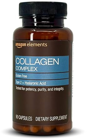 Amazon Elements Collagen Complex, Type II with Hyaluronic Acid, 90 Capsules, 3 Month Supply