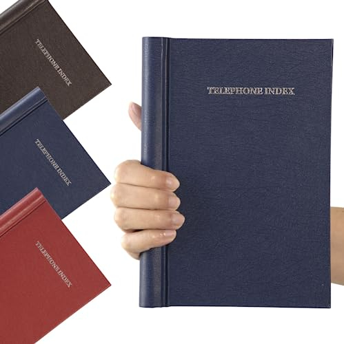 Telephone Address Book A-Z Index Hard Back Cover A5 Address Book Spiral Desgin (Blue Spiral)