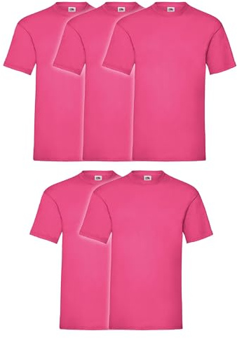 Fruit of the Loom Pack de 5 camisetas Valueweight + bolsa de tela MyShirt gratis, color: fucsia, talla: M, fucsia, M
