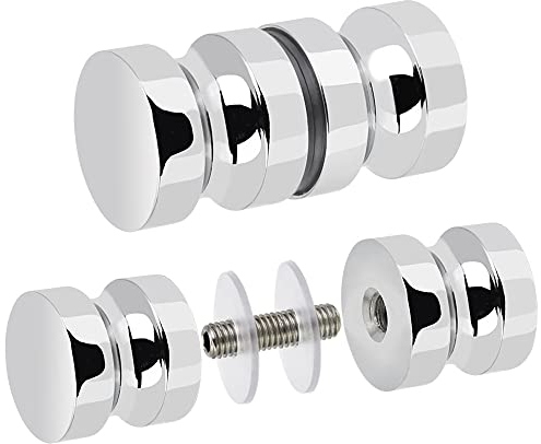 skytowards 2 PCS Poignée Porte Douche en Acier Inoxydable Bouton Porte de Douche Rond Poignée de Porte Douche en Verre Bouton de Porte Coulissante Inox pour Salle de Bain Cuisine Maison Bureau Hôtel