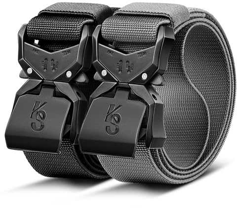 KEMISANT Cinturón Táctico 2 Piezas, Cinturón Hombre Militar Trabajo Cinturón 38MM,Hebilla Metal Liberación Rápida