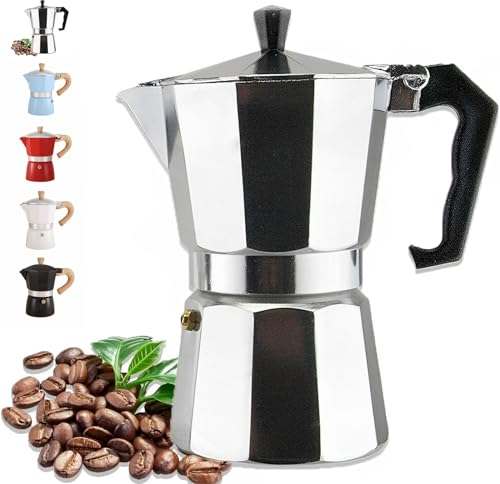 DITOSH 3 Tasse Aluminium Espresso Stovetop Moka Pot Express Kaffeemaschine Perkolator italienischen klassischen Mokka Kaffeemaschine für und kubanische Cafe Brauerei für Haus & Camping 150ml 5oz
