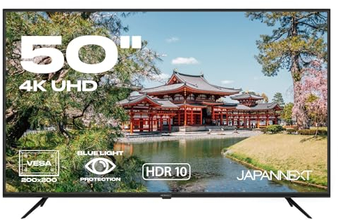 JapanNext PC-Monitor 50 Zoll VA 4K UHD (3840x2160) | HDR-Technologie | Integrierte Lautsprecher HDMI(x3) USB-A(x1) | Flicker Free G-Sync/FreeSync | 2 Jahre Garantie | JN-VT5001UHDR