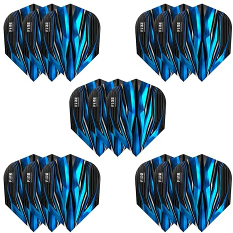 Harrows Fire Dart Flights | 5 x Sets Dart Flights (15 Flights insgesamt) | 100 Mikron Dart Flights | Premium Extra Stark, hergestellt in Großbritannien | Professionelles Dart-Zubehör | Blaue Dart