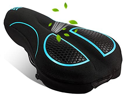 Bike Seat Cover for Men & Women Comfort, Narrow Bike Seat Cushion Cover, Padded Seat Cover for Bike, Soft Bicycle Seat Covers for BMX, Exercise Bikes, Indoor and Outdoor Cycling Seat Cover(Blue)