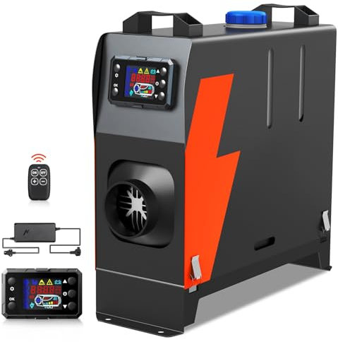 HCALORY 8KW Diesel Heater with Adapter, LCD Control Panel and Remote Controller, 12V Portable Diesel Air Heater, 240V 110V AC & 12V 24V DC Parking Diesel Heaters for Car, Truck, RV, Campers