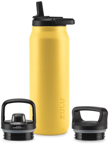 ZULU Base 40oz Insulated Stainless Steel Water Bottle, 3 Lids, Vitamin C