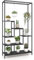 COSTWAY 6-tier Tall Plant Stand, 180cm Metal Indoor Flower Pots Rack with 10 Hanging Hooks & Wire Shelf, Multipurpose Plant Display Holder Storage Organizer for Patio Garden Balcony (Black)