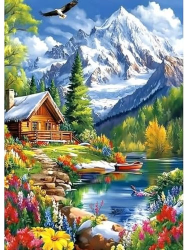 CEOVR Diamond Painting Kit Erwachsene Landschaft Diamond-painting,30x40 cm Diamant Paintings Kit,5D DIY Diamond Painting Bilder Set Schneebedeckte Berge und Wälder