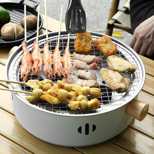 Mini barbecue au charbon de bois portable, barbecue au charbon de bois, barbecue au charbon de bois, multifonction sans fumée, barbecue rond à charbon de table, pour la maison, le pique-nique, le