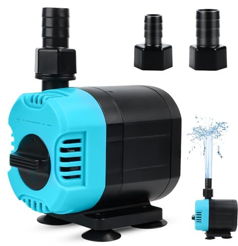 Aquarium Submersible Water Pump 600l/H Ultra Quiet Fountain Pump with 2 M Lift Height, 4 Strong Suction Cups Water Feature for Fish Tank, Aquarium, Hydroponics, Pond