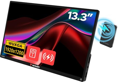 Verbatim PMT-13 Portable Touchscreen Monitor 13.3 Inch Aluminium with Power Bank 5000 mAh, Mobile Full HD Screen for Laptop, Tablet, Smartphone, PS5, Nintendo Switch with USB-C and HDMI Port