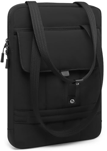 HYZUO 13,3-14 Pouces Housse Rembourrée Ordinateur Portable pour 13-14 MacBook Pro/Air, 13 13,3 Dell/HP/Lenovo/ASUS, Sacs à Bandoulière Slim pour Femmes Sac de Travail Quotidien, Noir