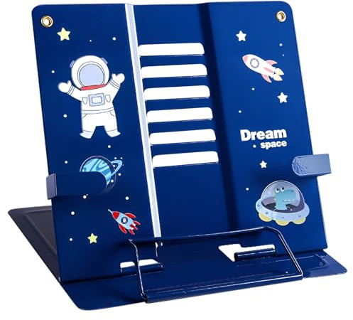 Mecmbj Buchständer Kinder, Verstellbarer Faltbarer Leseständer(Astronaut)