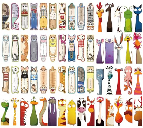 AEIXYA 60 Segnalibri Di Animali Per Bambini, Segnalibro Bambini Magnetici, Segnalibri Divertenti Per Studenti, Ragazzi E Ragazze, Regalo Motivazionale Per La Promozione Della Lettura In