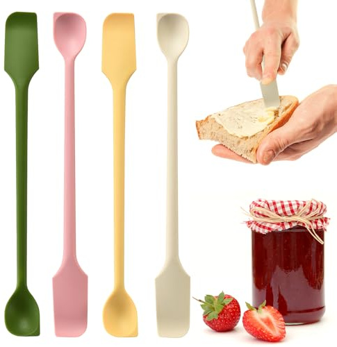 Liten dubbelsidig silikonskrapa, Gloryit multifunktionell degskrapa, uppsättning av 4 Mini silikonspatlar, dubbelsidig multifunktionell liten köksskrapa, lämplig för Jam,Krämer.
