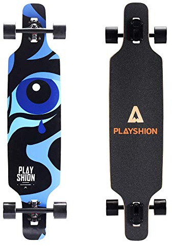 Playshion Longboard 39 Inch, ABEC-9 Ball Bearing, Drop-Through Freeride Skateboards Cruiser