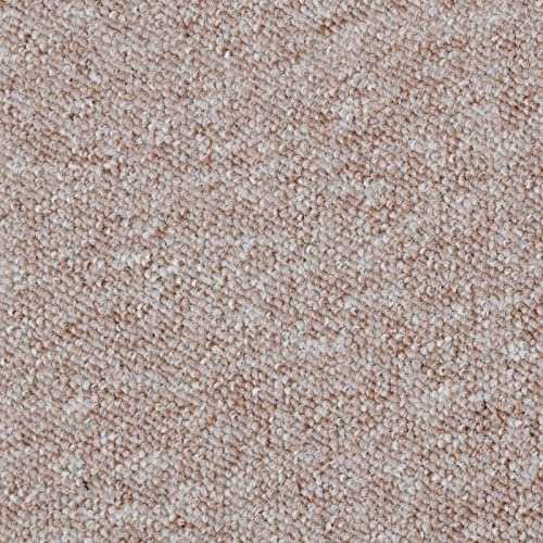 Selbstliegende Teppichfliesen 50x50 selbstliegend beige Schlingen Teppichboden als Fliesen in 50x50 cm Schlingenware Teppich Fliesen ideal für Büro und Schlafzimmer 1m² = 4 Fliesen, Beige